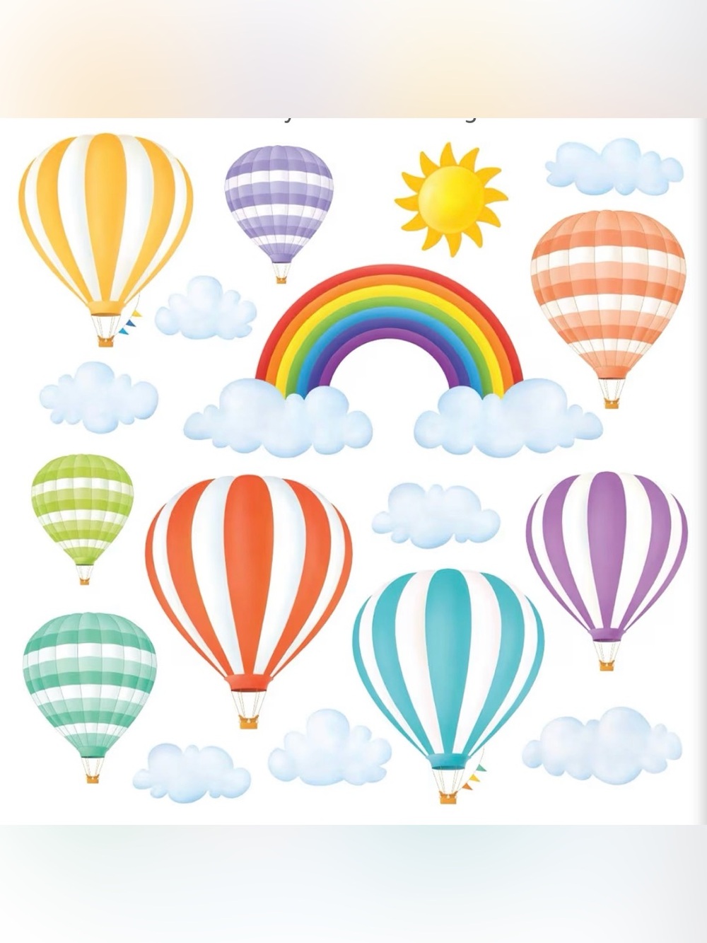 DECOWALL Rainbow and Hot Air Balloons Kids Wall Stickers